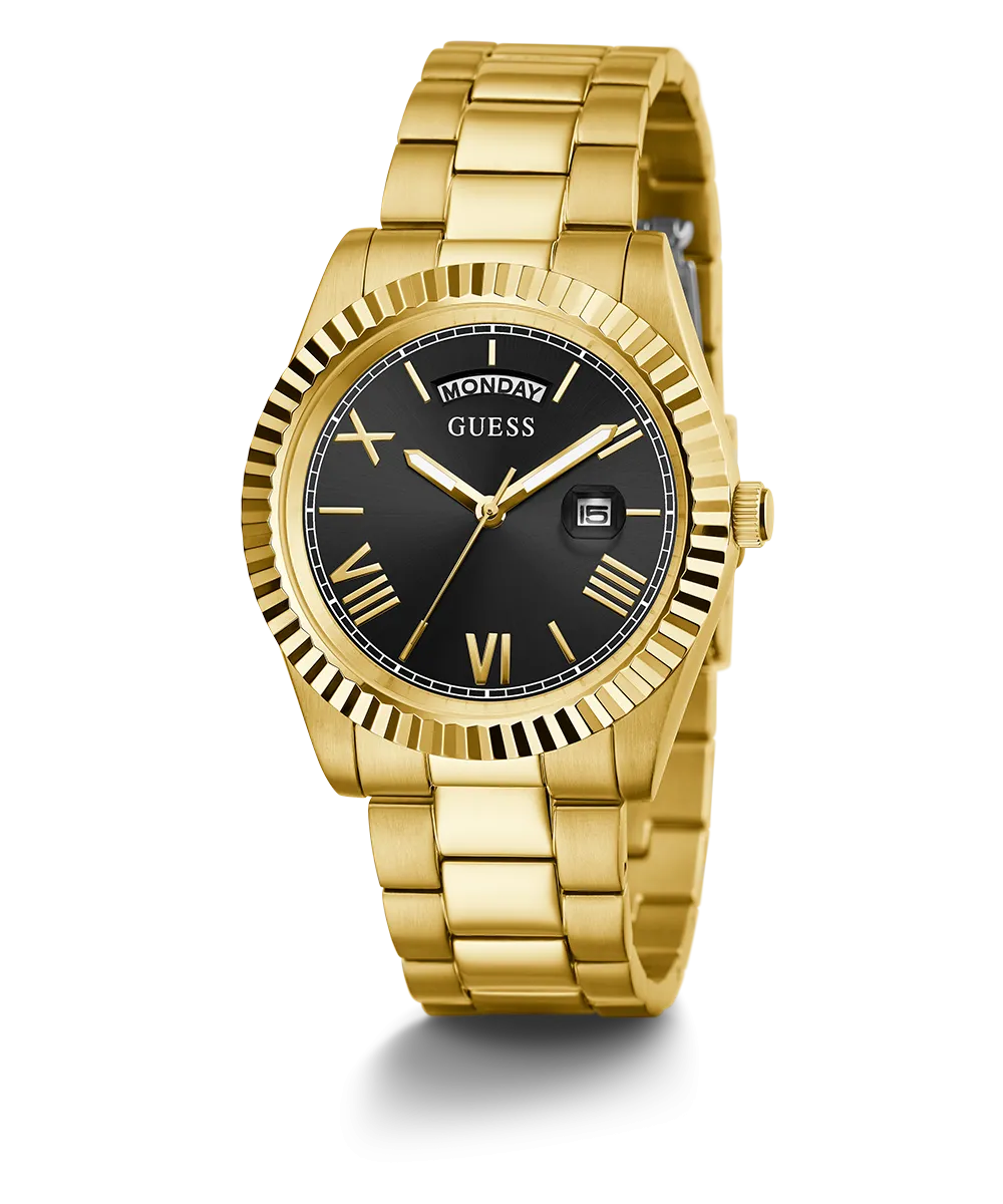 GUESS Mens Gold Tone Multi-function Watch