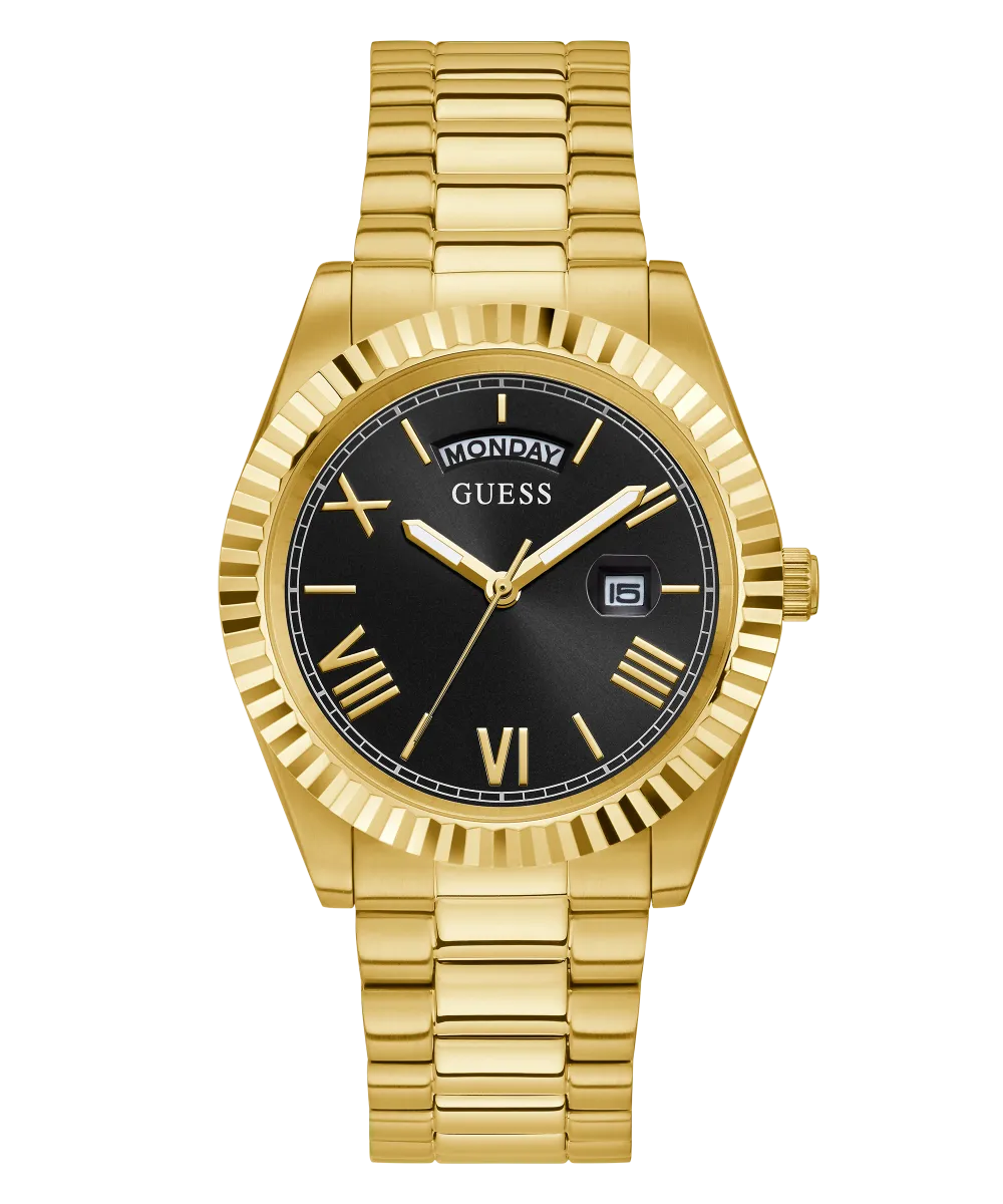 GUESS Mens Gold Tone Multi-function Watch