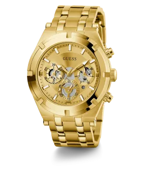 GUESS Mens Gold Tone Multi-function Watch