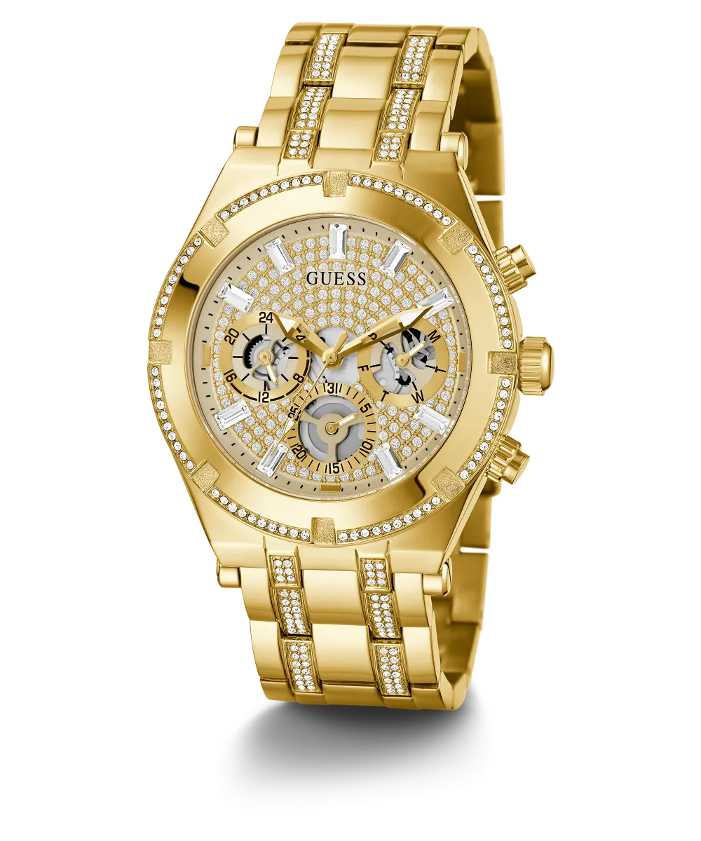 GUESS Mens Gold Tone Multi-function Watch