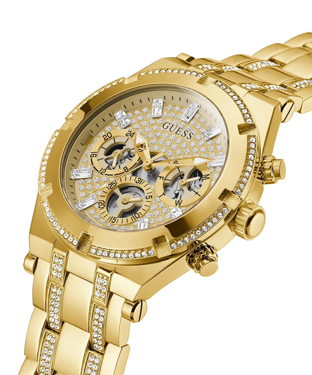 GUESS Mens Gold Tone Multi-function Watch