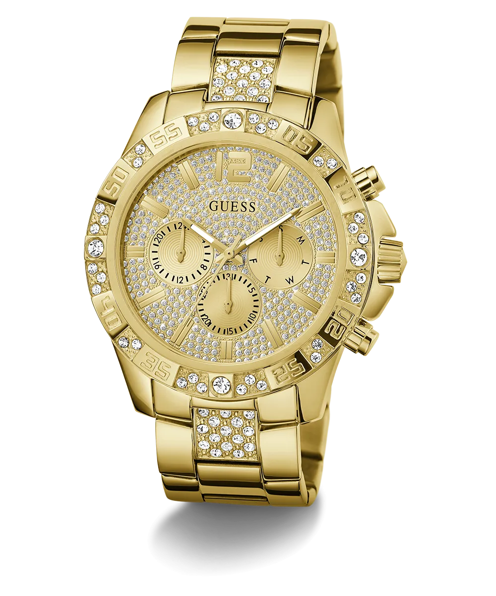 GUESS Mens Gold Tone Multi-function Watch