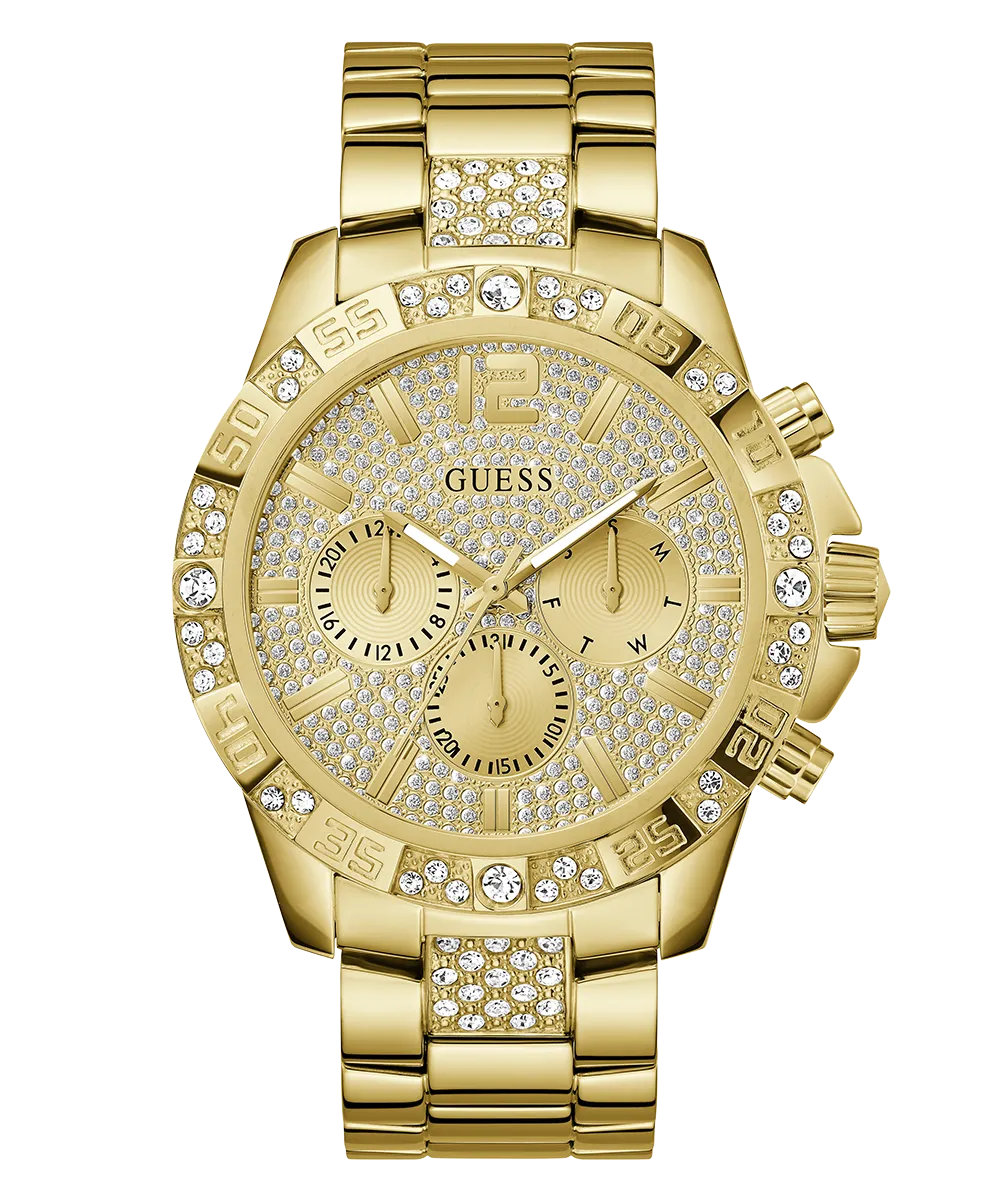 GUESS Mens Gold Tone Multi-function Watch