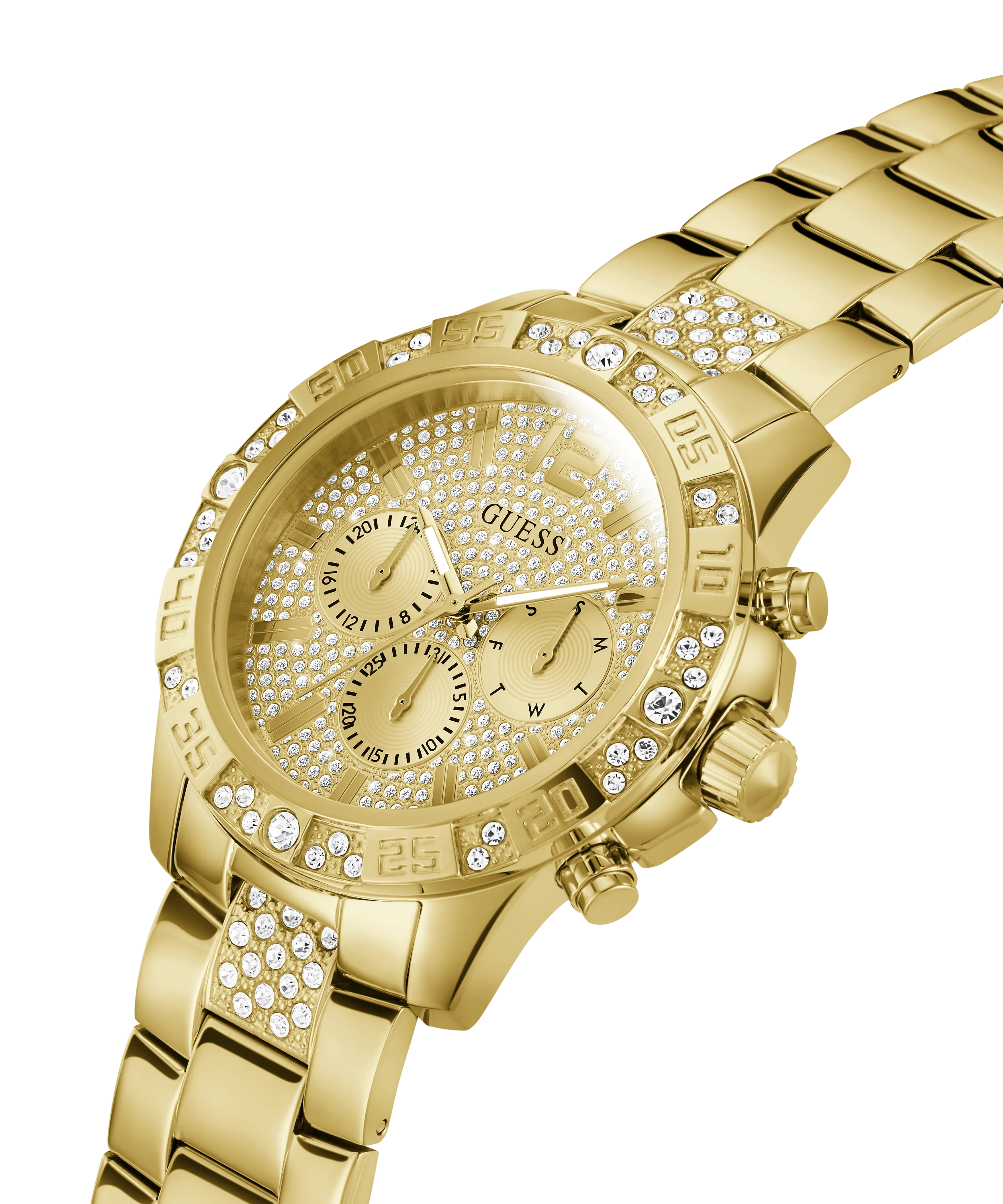 GUESS Mens Gold Tone Multi-function Watch