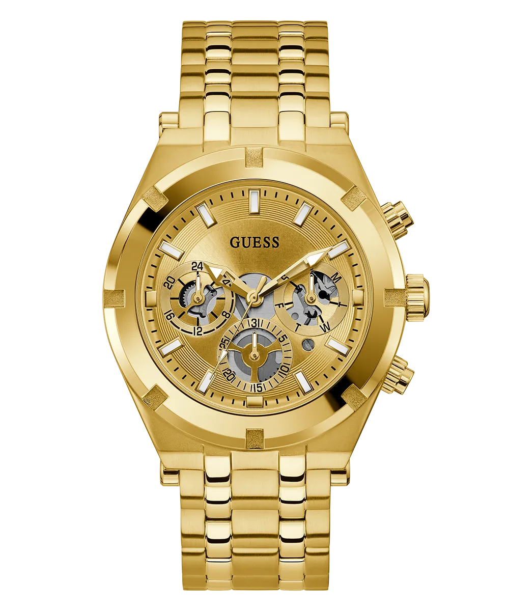 GUESS Mens Gold Tone Multi-function Watch