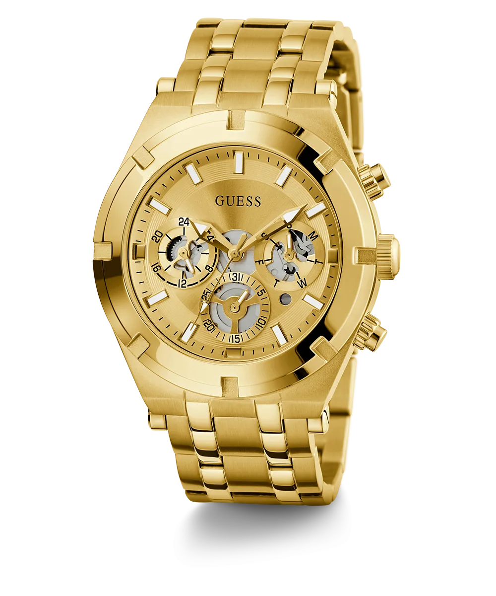 GUESS Mens Gold Tone Multi-function Watch