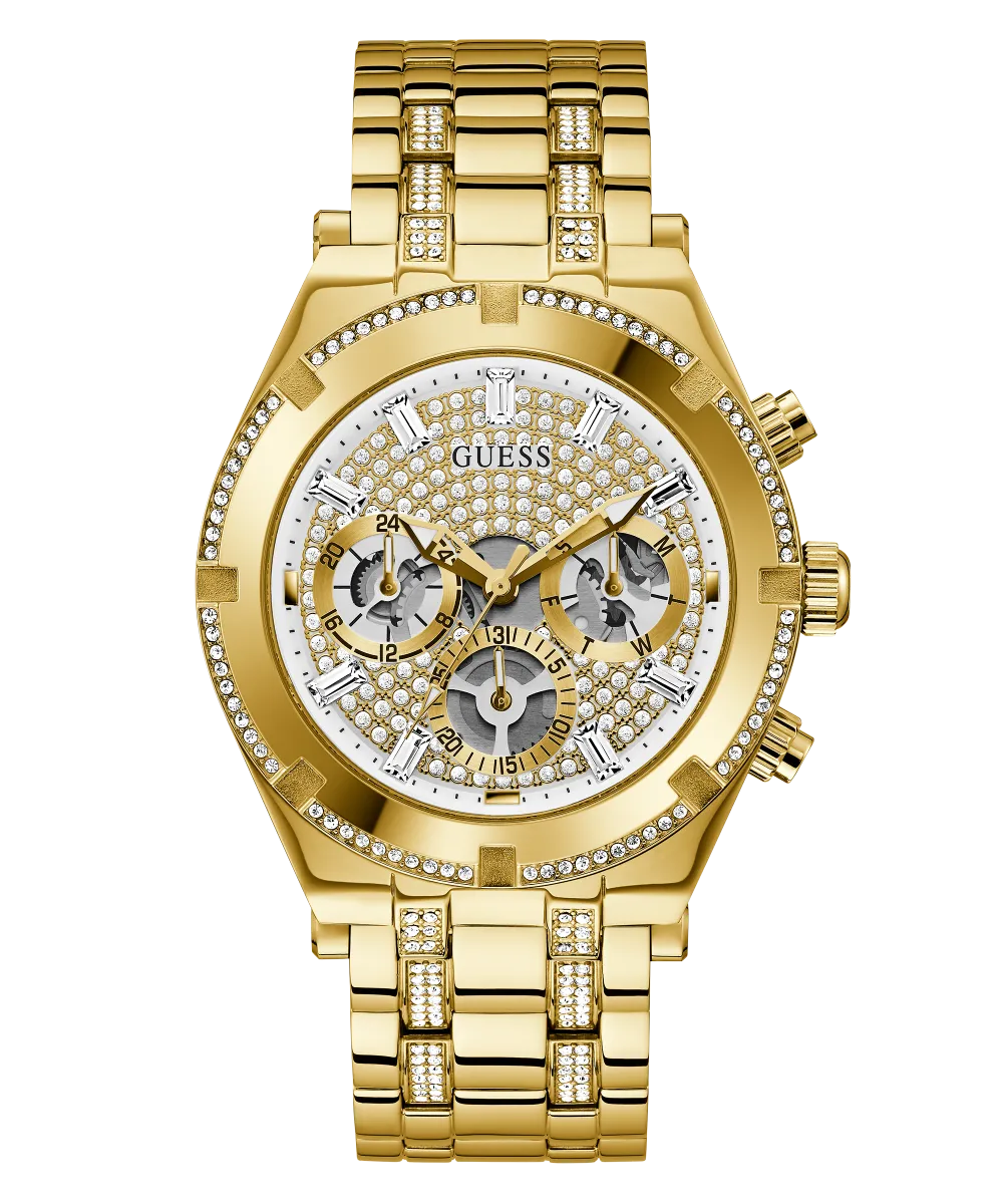 GUESS Mens Gold Tone Multi-function Watch