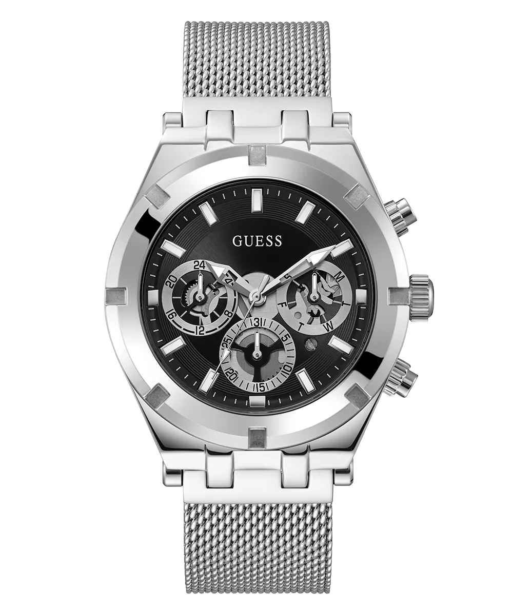 GUESS Mens Silver Tone Multi-function Watch