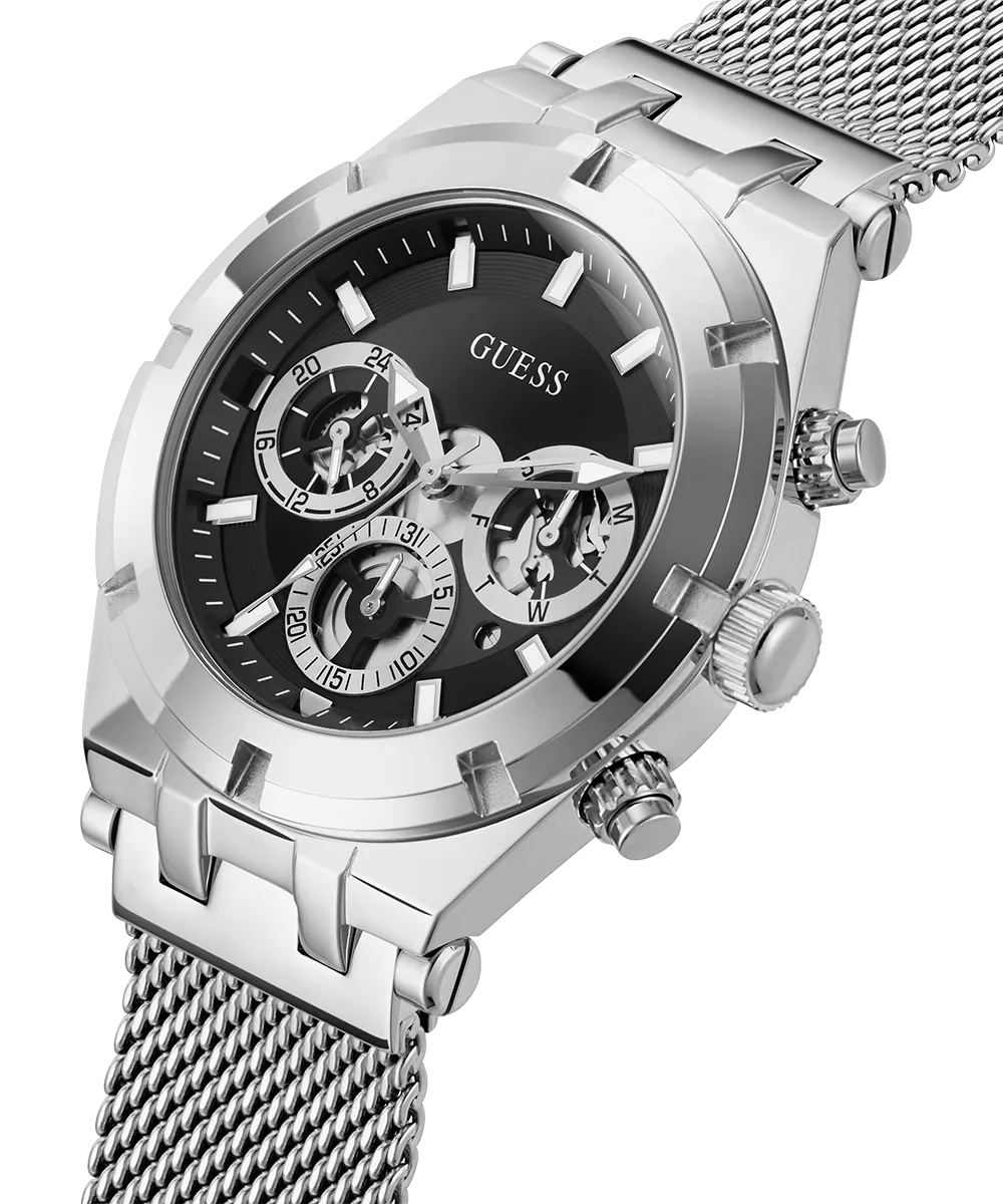 GUESS Mens Silver Tone Multi-function Watch