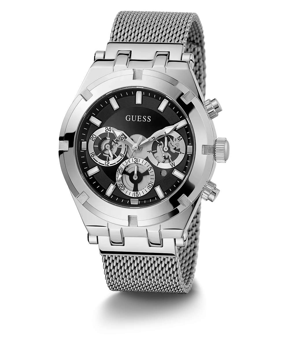 GUESS Mens Silver Tone Multi-function Watch