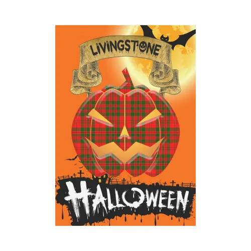 Livingstone Modern Tartan Jack O' Lantern Garden Flag / Halloween Home Decor NN8