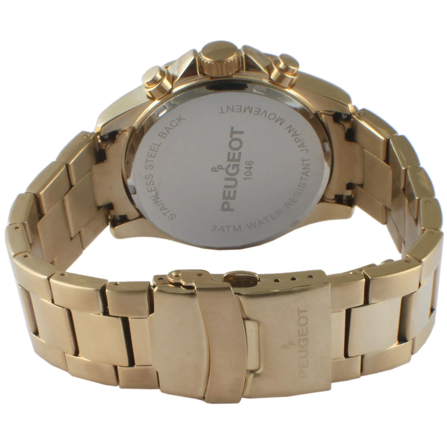 Men's 46mm Multi-Function Gold Plated Stainless Steel Bracelet Watch