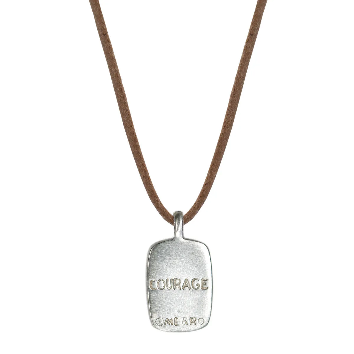 Men's Sterling Silver Courage Pendant on Natural Cord