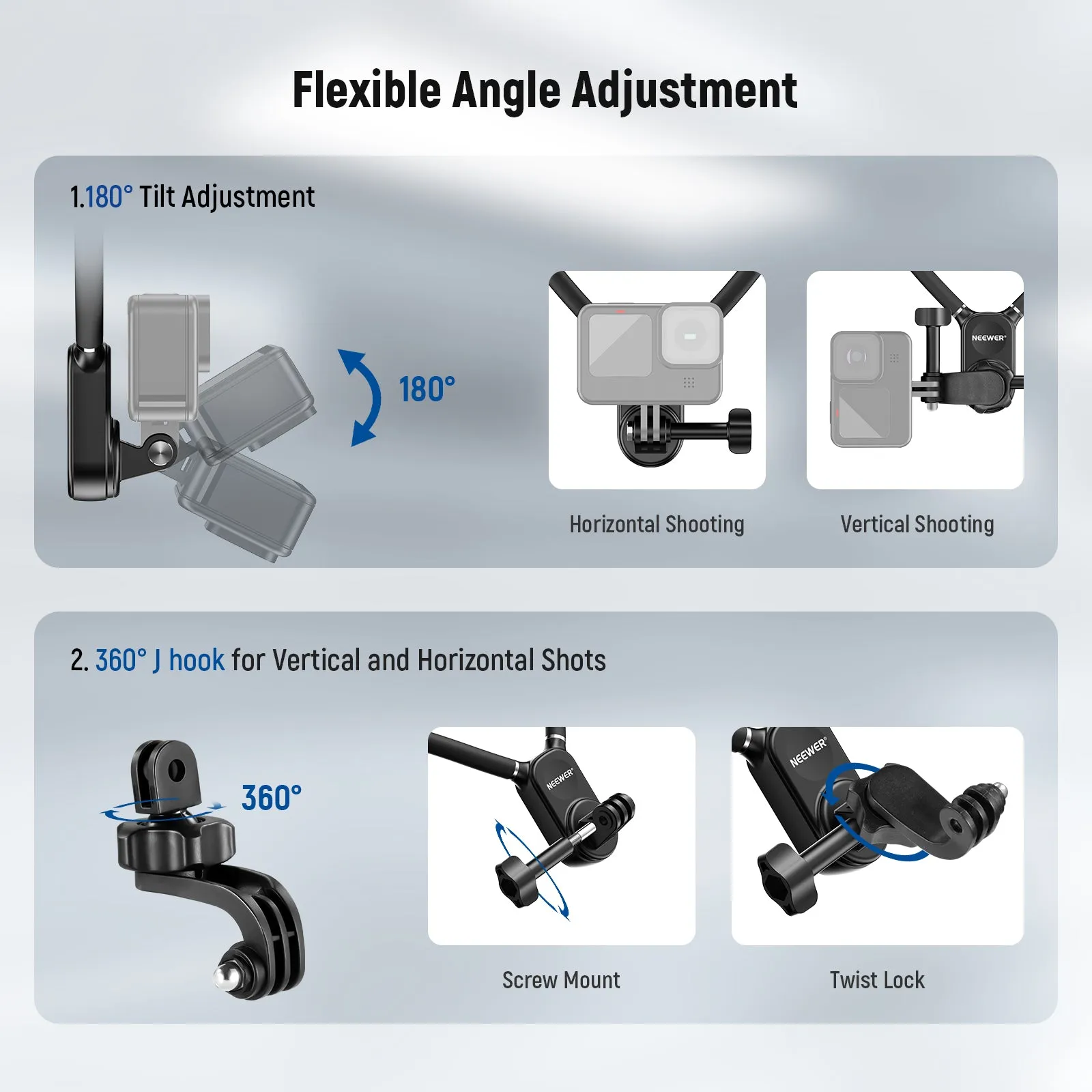 NEEWER GP15 Magnetic Quick Release Flexible POV Action Neck Mount