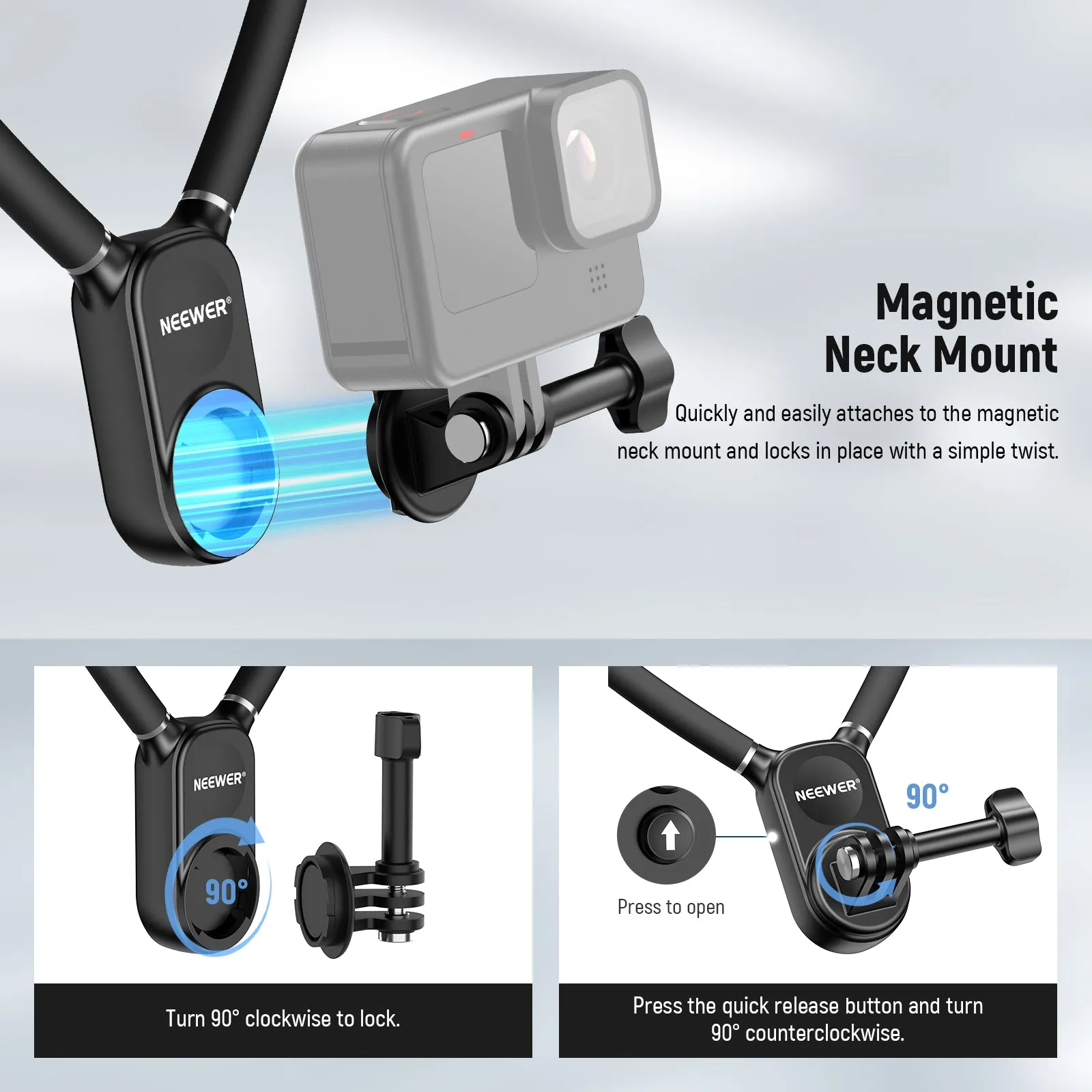 NEEWER GP15 Magnetic Quick Release Flexible POV Action Neck Mount