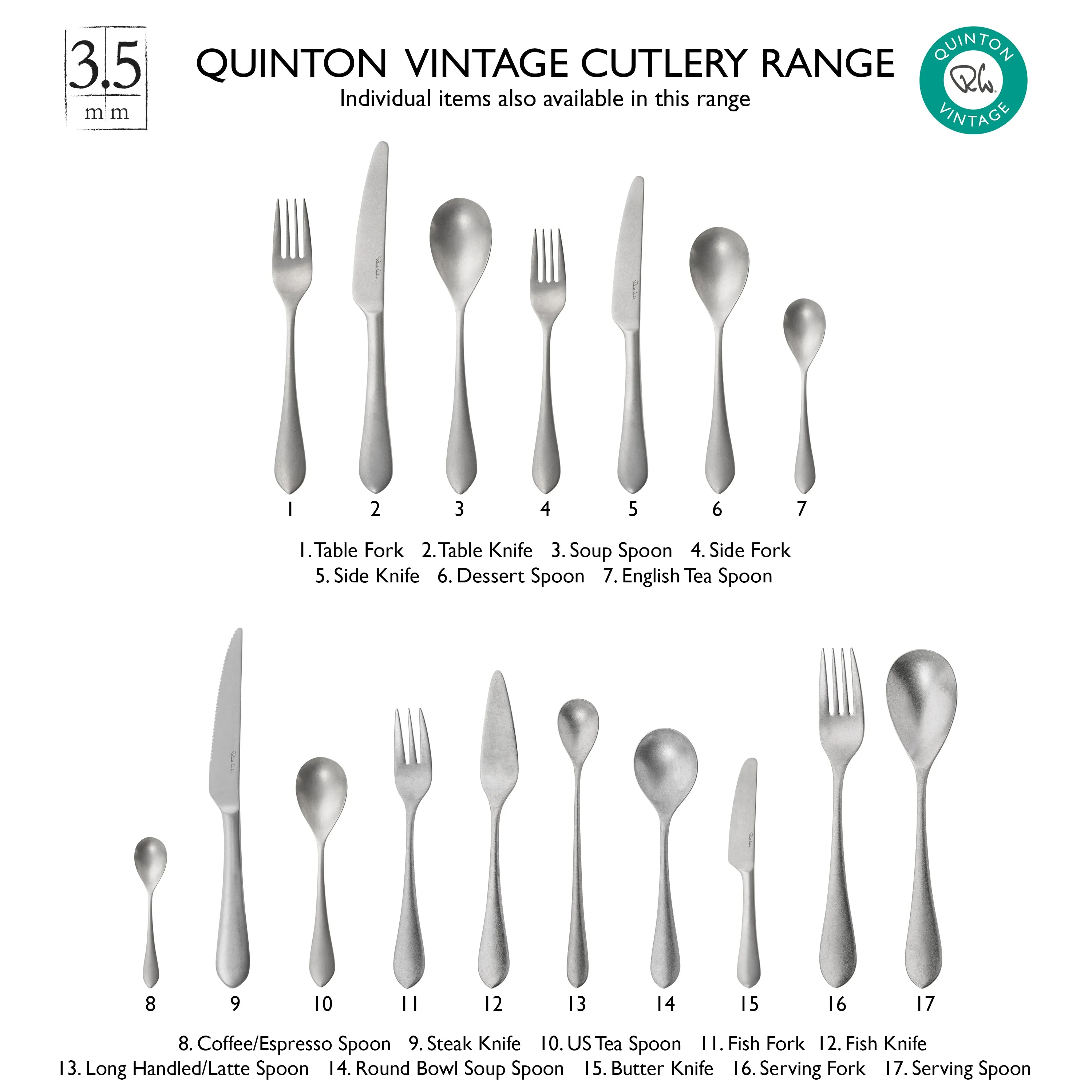 Quinton Vintage Cutlery Sample Set, 3 Piece