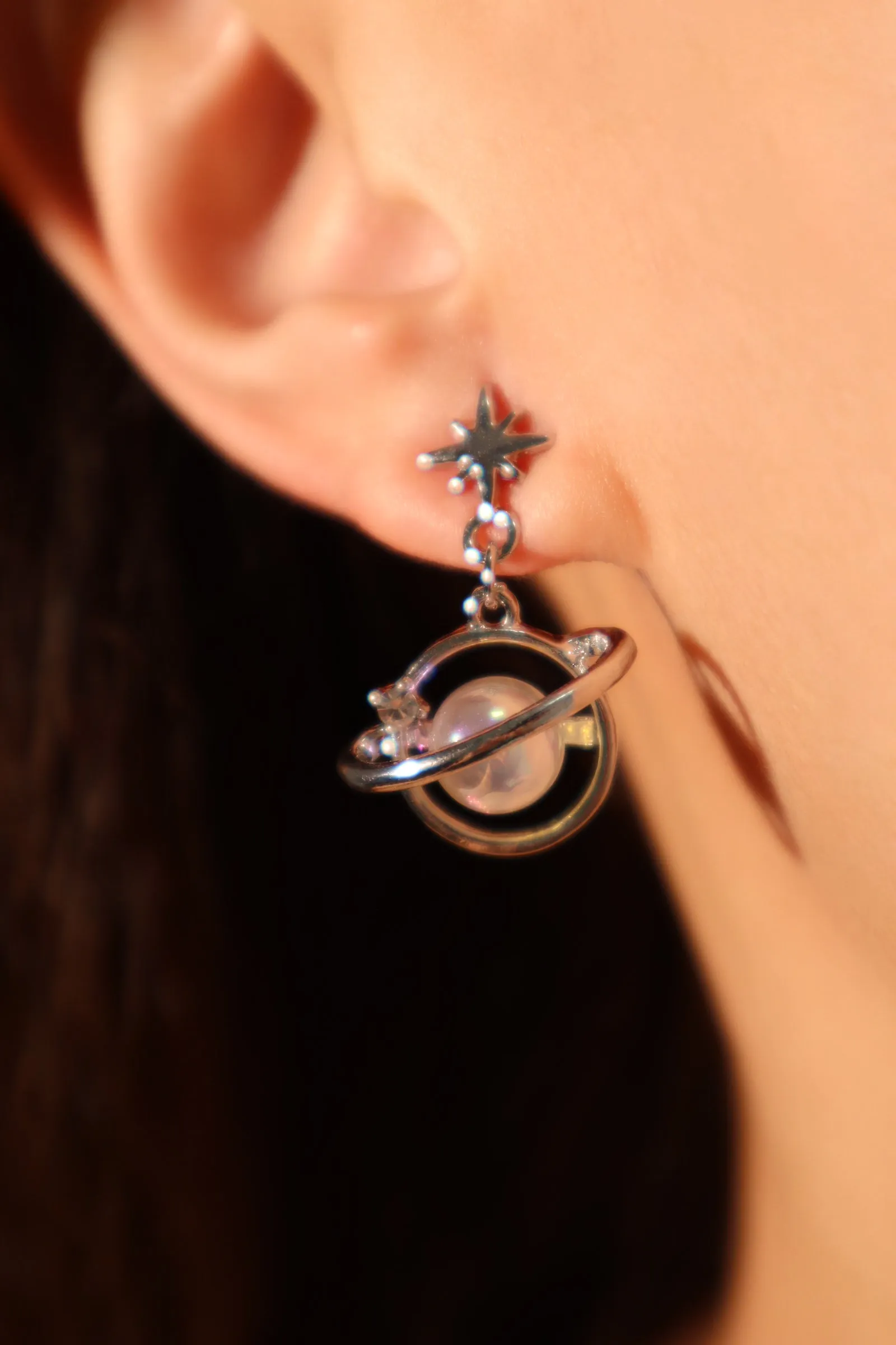 Saturn Star Pearl Earrings