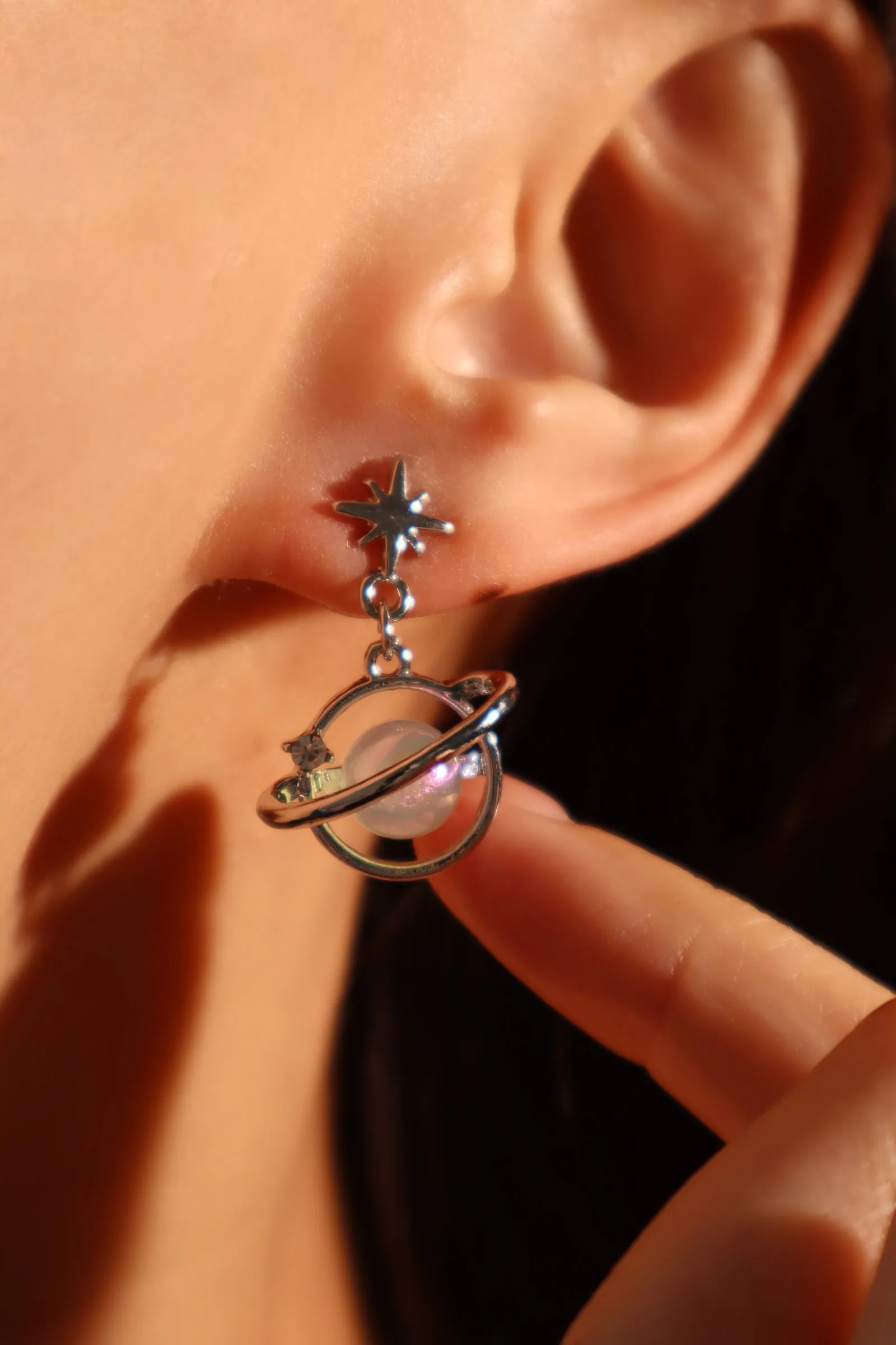 Saturn Star Pearl Earrings