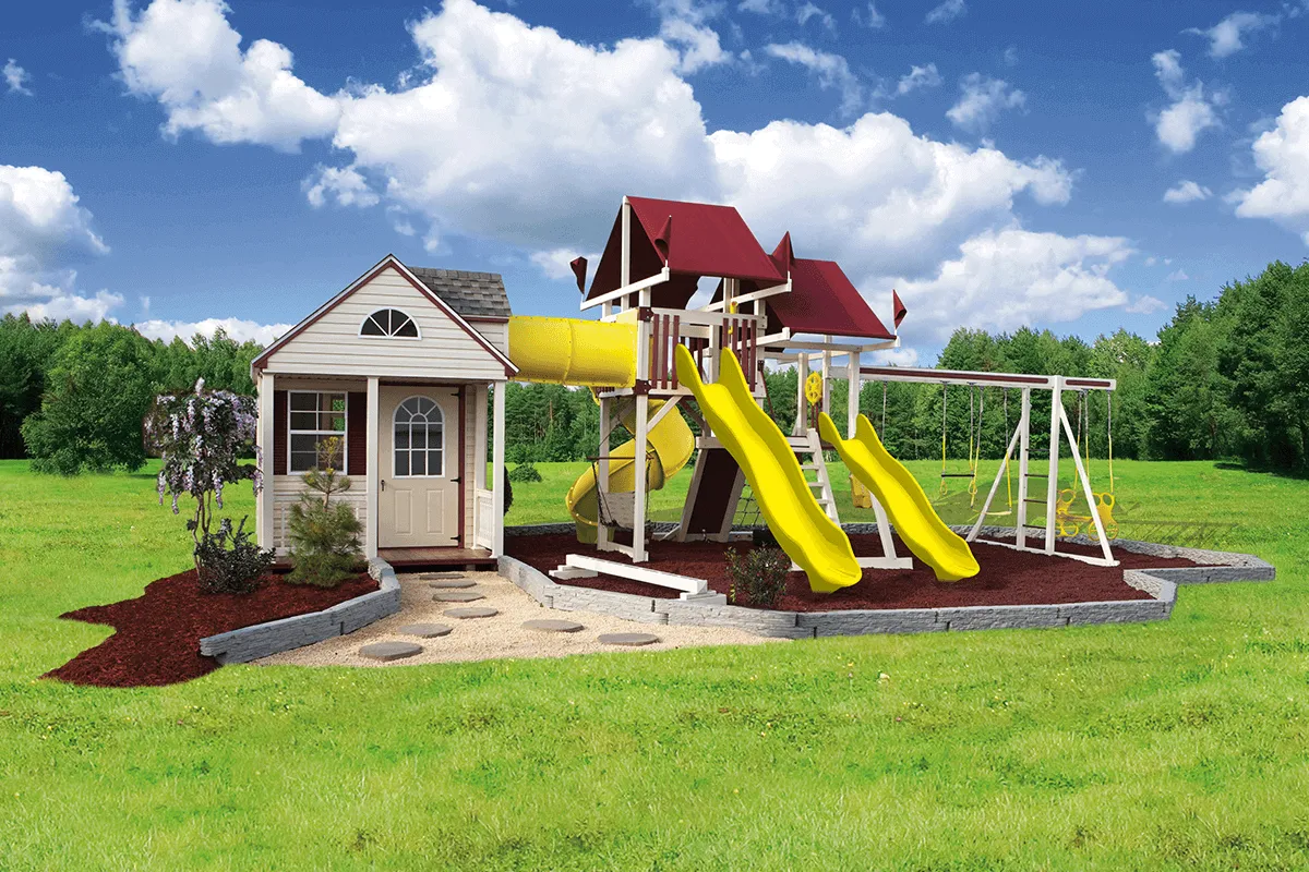 SK-60 Cottage Escape Vinyl Playset | Playhouse & Swing Combo