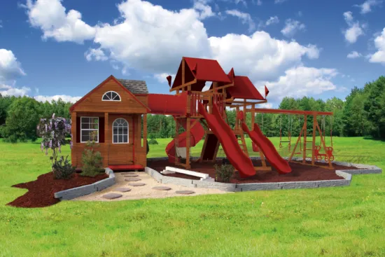 SK-60 Cottage Escape Vinyl Playset | Playhouse & Swing Combo