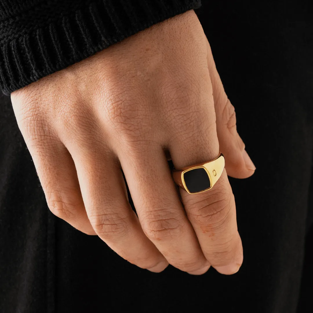 Squared Stone Signet Ring (Gold)