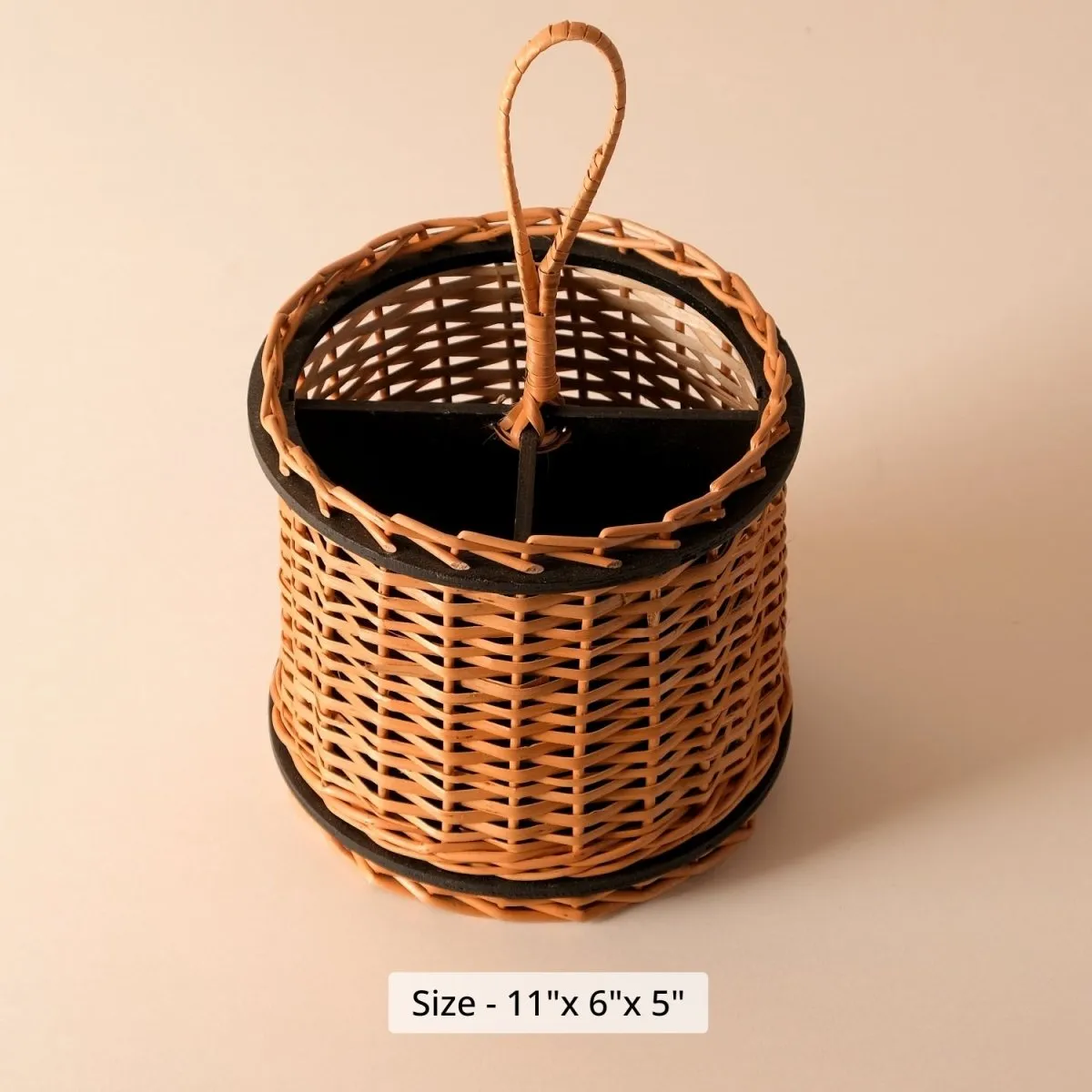 Wooden Cutlery Holder Handcrafted From Willow Wicker & Wood | Handmade In India