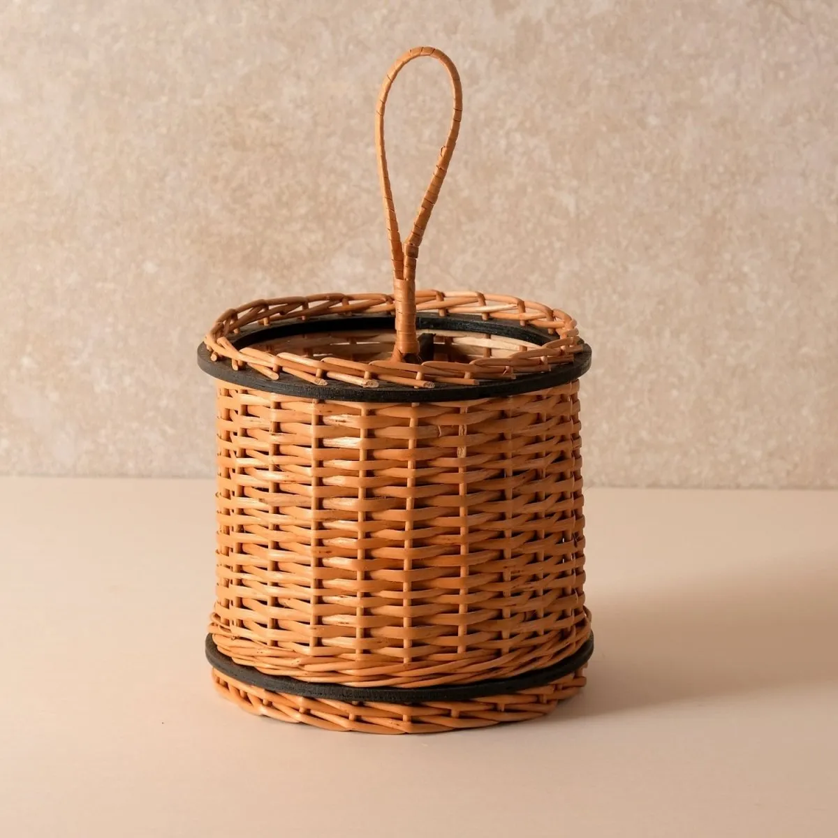 Wooden Cutlery Holder Handcrafted From Willow Wicker & Wood | Handmade In India