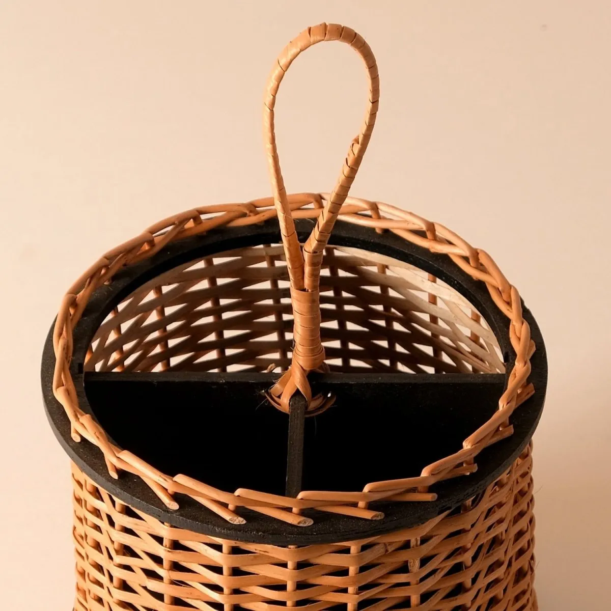 Wooden Cutlery Holder Handcrafted From Willow Wicker & Wood | Handmade In India